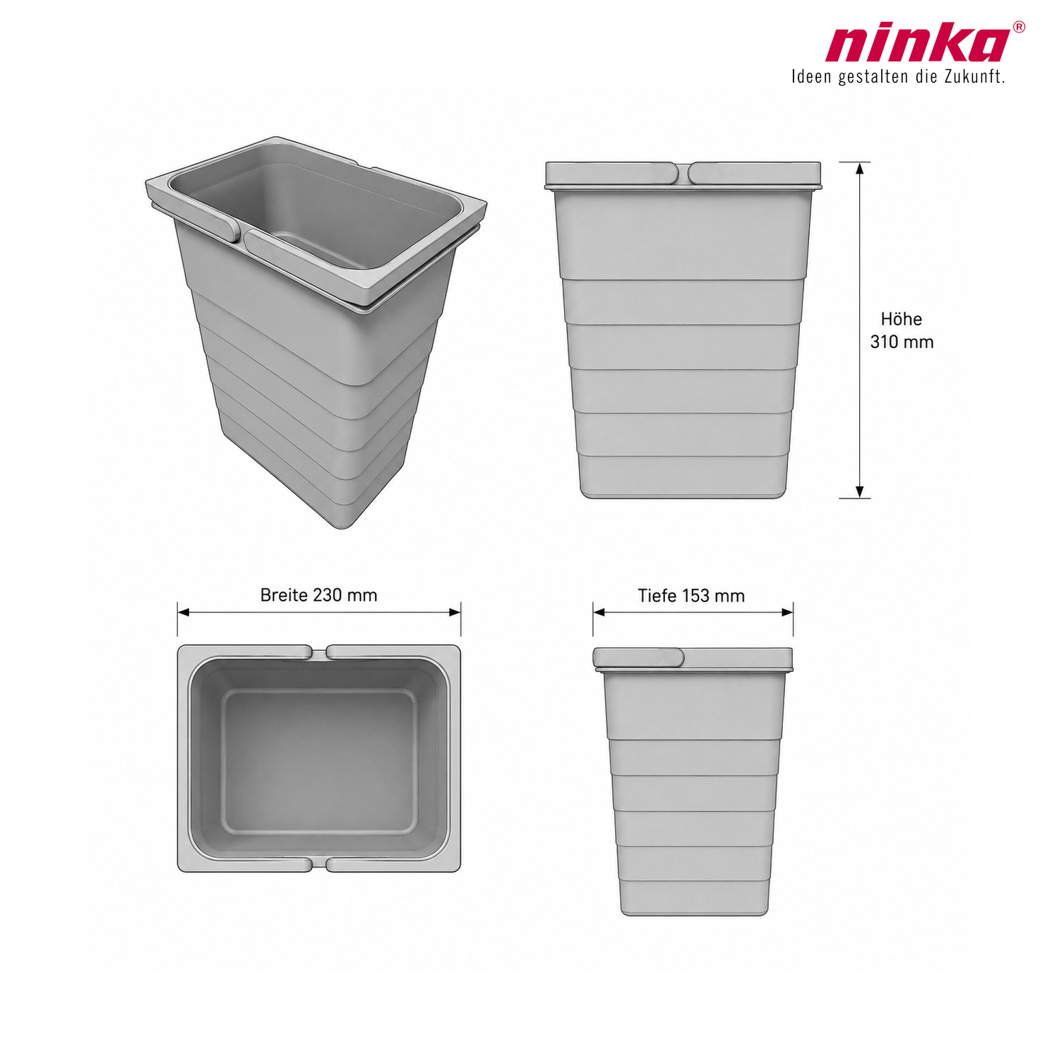 ninka Inneneimer-Set 5055.94 eins2vier hellgrau 2 x 8 L