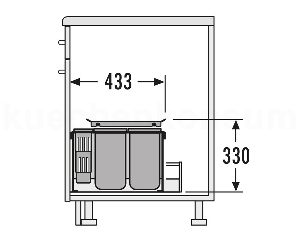 Hailo Abfallsammler 3630451 XX Inset Aufsatz XXL 18 + 12 + 4.1 Liter