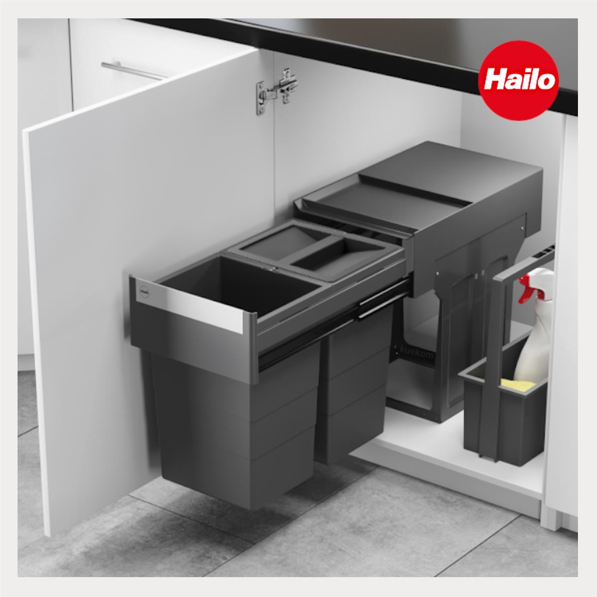 Hailo Abfallsammler 3666903 TA Swing Tandem 2x 13 Liter m Biodeckel
