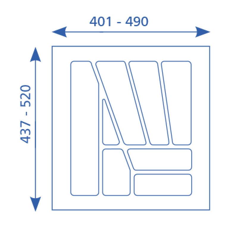 Besteckeinsatz 610565 BE 50 MULTI 401 - 490 mm silbergrau