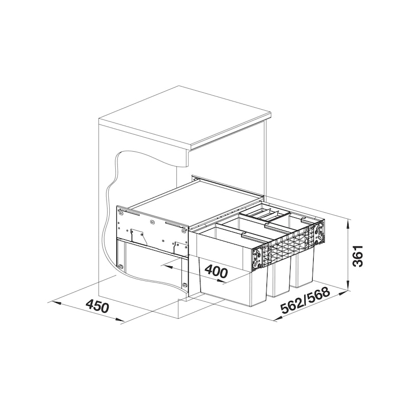 BLANCO Abfallsammler SELECT II Orga 526211 2x15 + 2x6 L für 60 cm Schrank