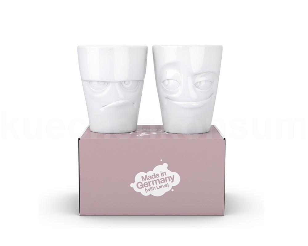 TV Tasse Becher Set 27.01 grummelig und verschmitzt weiß