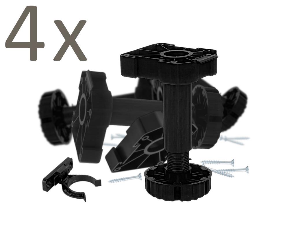 Möbelfuß 85 mm höhenverstellbar 75-103 mm Kunststoff schwarz 4x