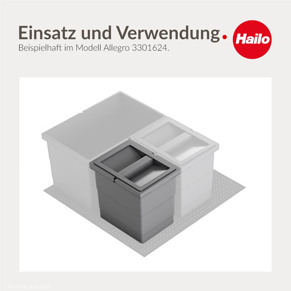 Hailo Inneneimer 1138979 dunkelgrau 6,5 Liter 226 x 174 x 220 mm mit Deckel