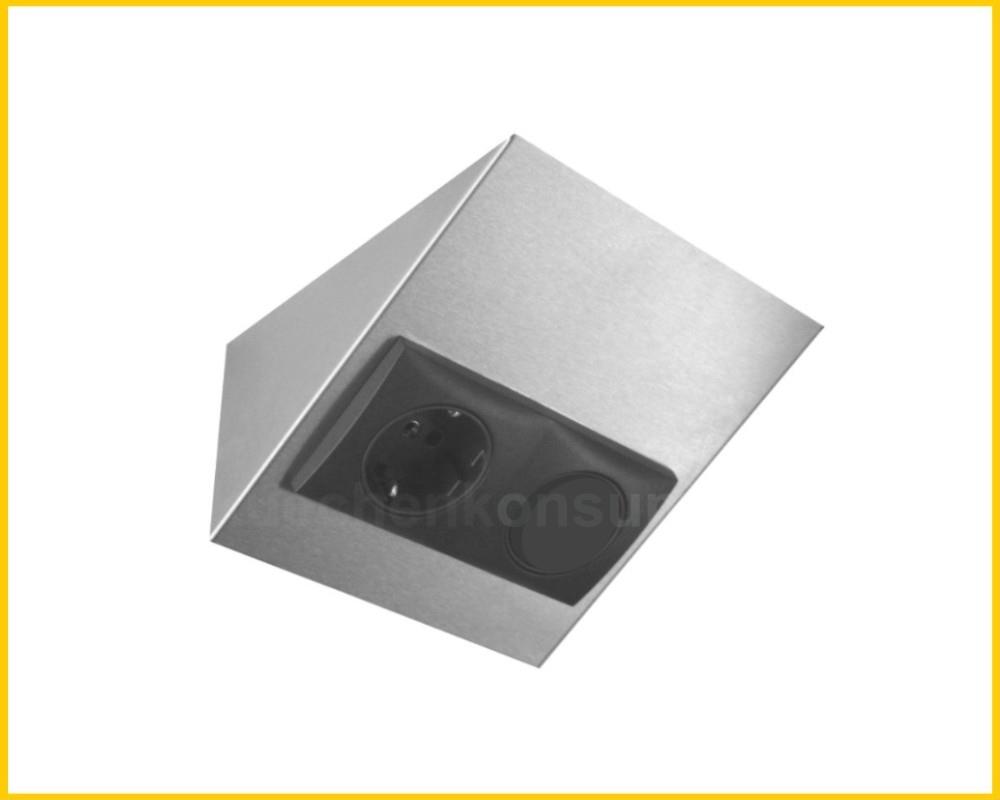 Thebo Keilsteckdose 228896STS Edelstahl STS 889 mit Schalter
