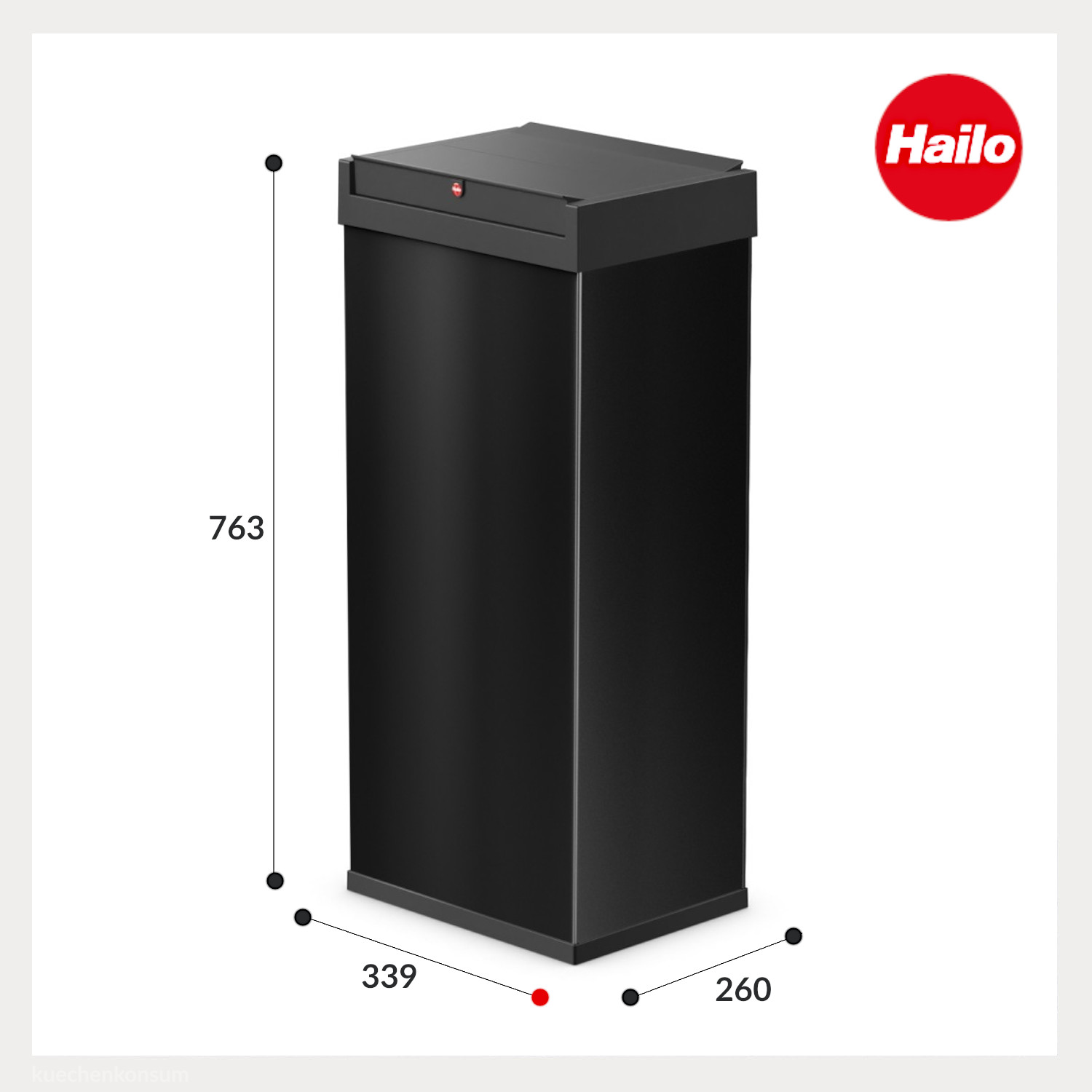Hailo Standmülleimer 8602410 Big-Box Swing XL 52 Liter schwarz