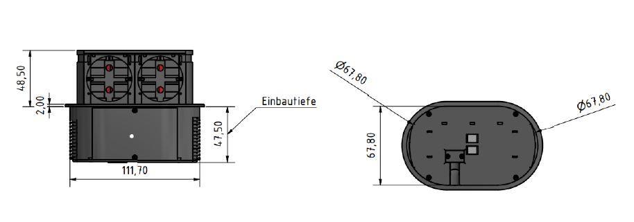 Steckdosenelement Piccolino 2 VDE Schukosteckdosen versenkbar edelstahlfinish