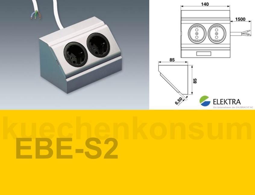 Elektra Ecksteckdose 52564401 EBE-S2 alu-metallic 2-fach 140 x 85 x 85 mm