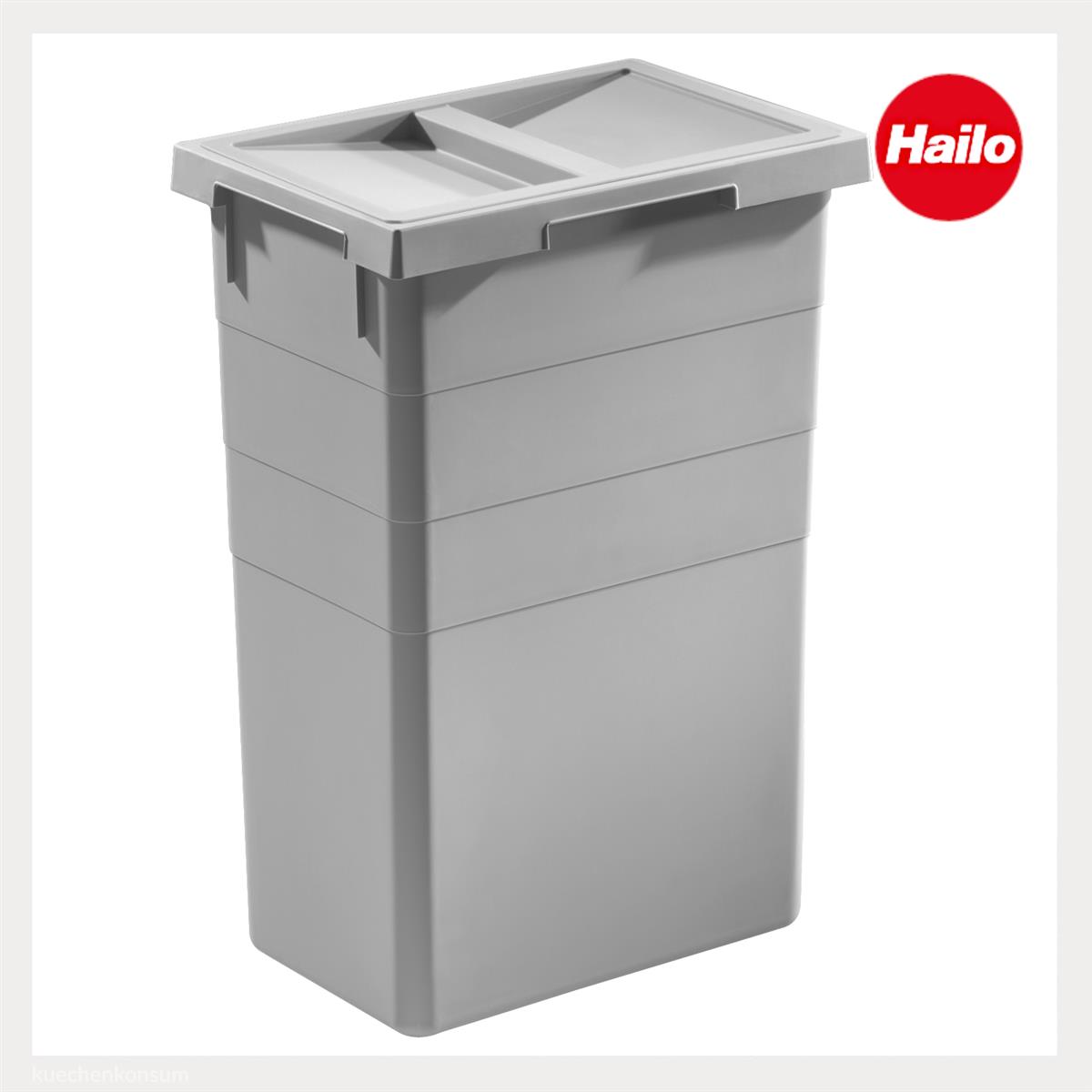Hailo Inneneimer 1014169 mit Deckel hellgrau 38 Liter 378x261x520 mm