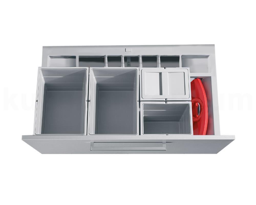 Hailo Abfallsammler 3620901 Separato-K 900 Einsatz mit Kehrset 2x 18 + 2x 8 Liter Hellgrau