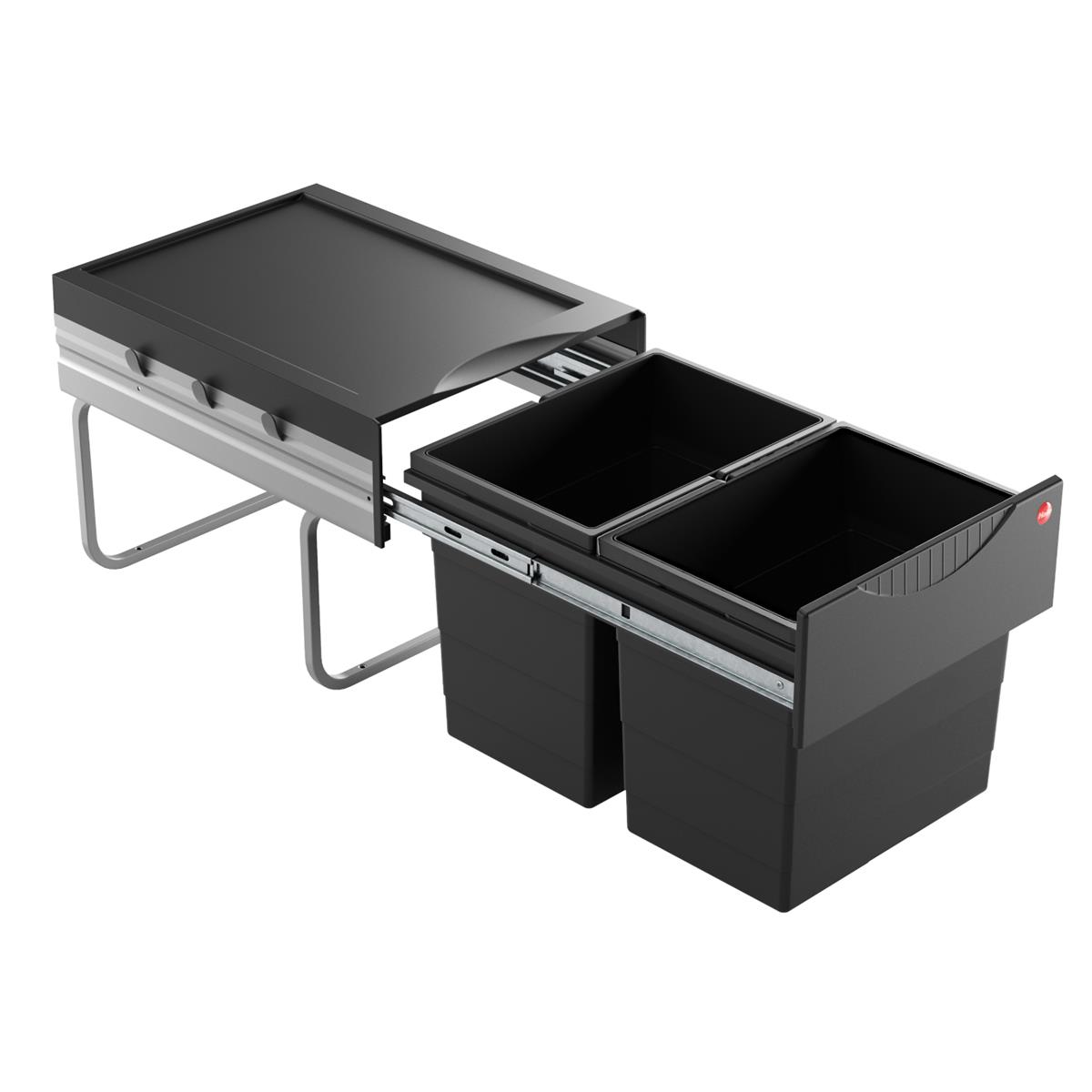 Hailo Abfallsammler 3642701 Raumspar-Tandem 2x 18 Liter schwarz