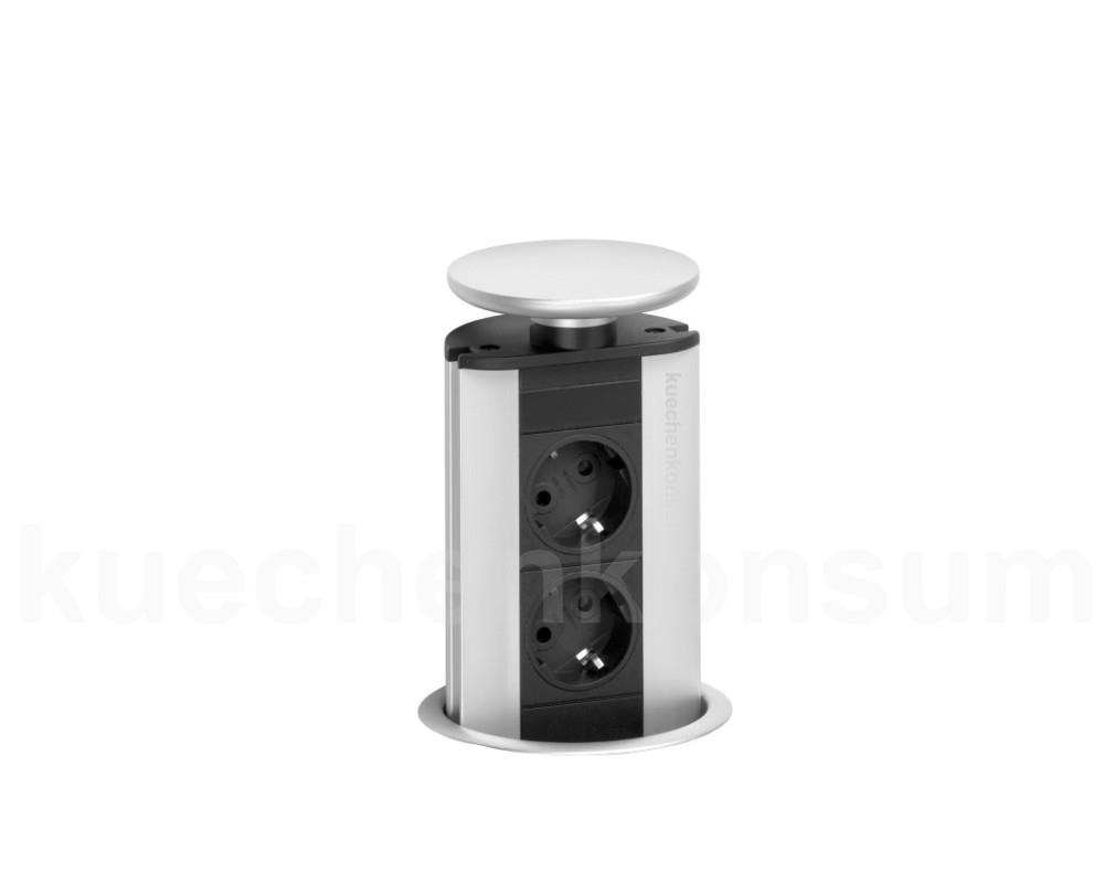 Schulte EVOline Port 00.033 versenkbare Steckdose 2fach Silber