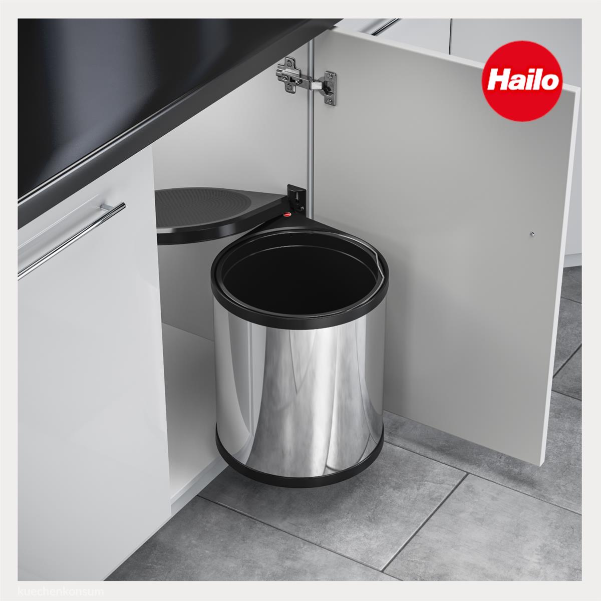 Hailo Abfallsammler 3515031 schwenkbar Mono 15 Liter Edelstahl poliert schwarz