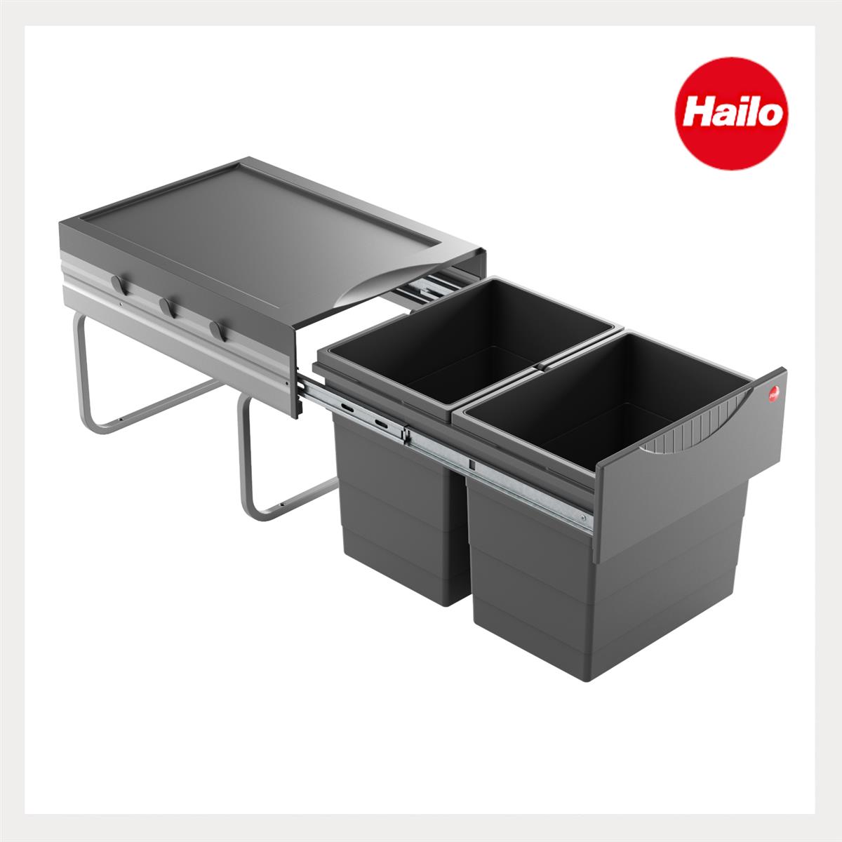 Hailo Abfallsammler 3641521 Raumspar-Tandem 2x18 Liter dunkelgrau