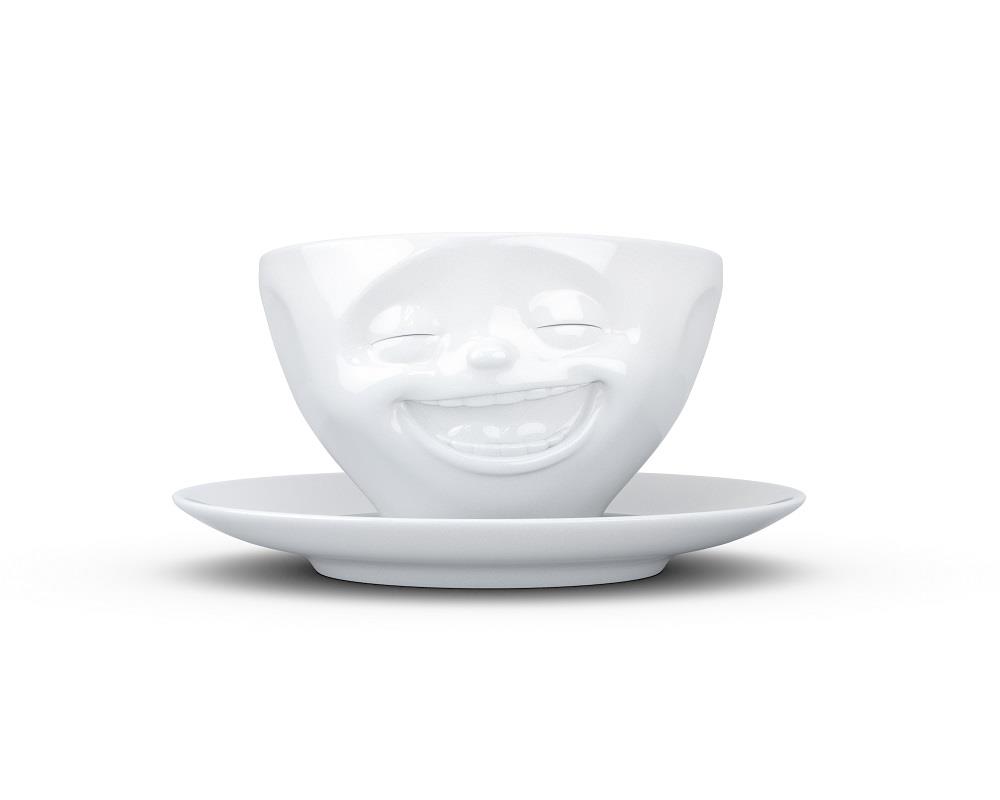 TV Tasse Kaffeetasse 47 Lachend mit Untertasse weiß