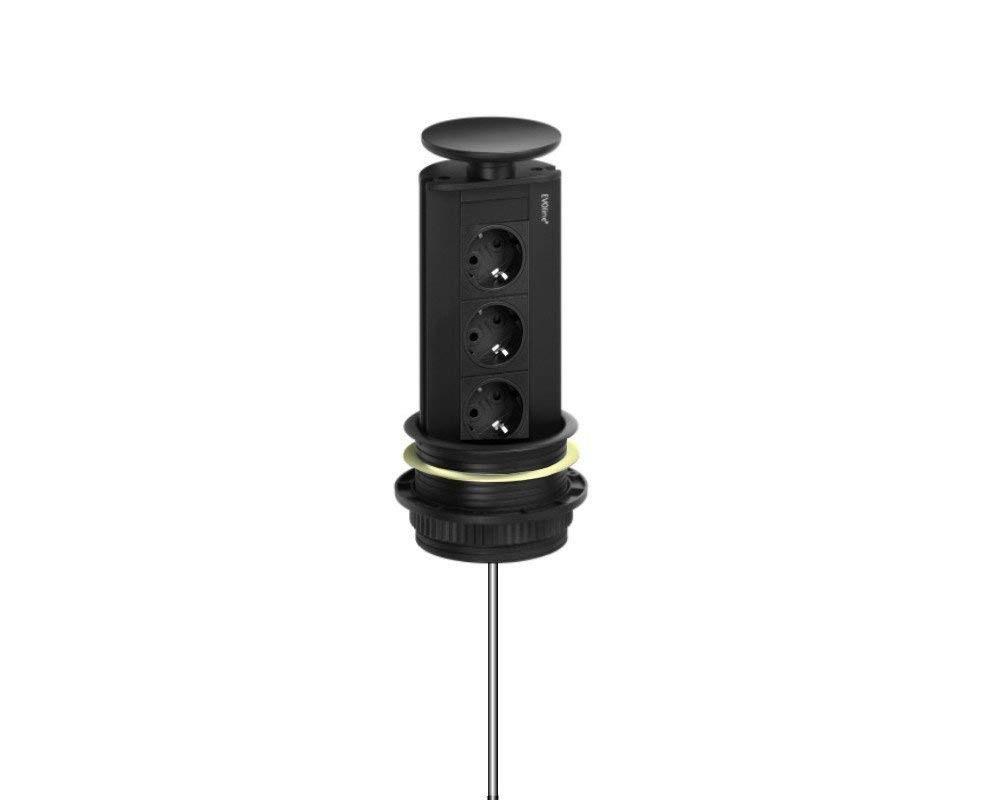 Schulte EVOline Port 02.166.391 Steckdose mit Dichtung 3fach Schwarz
