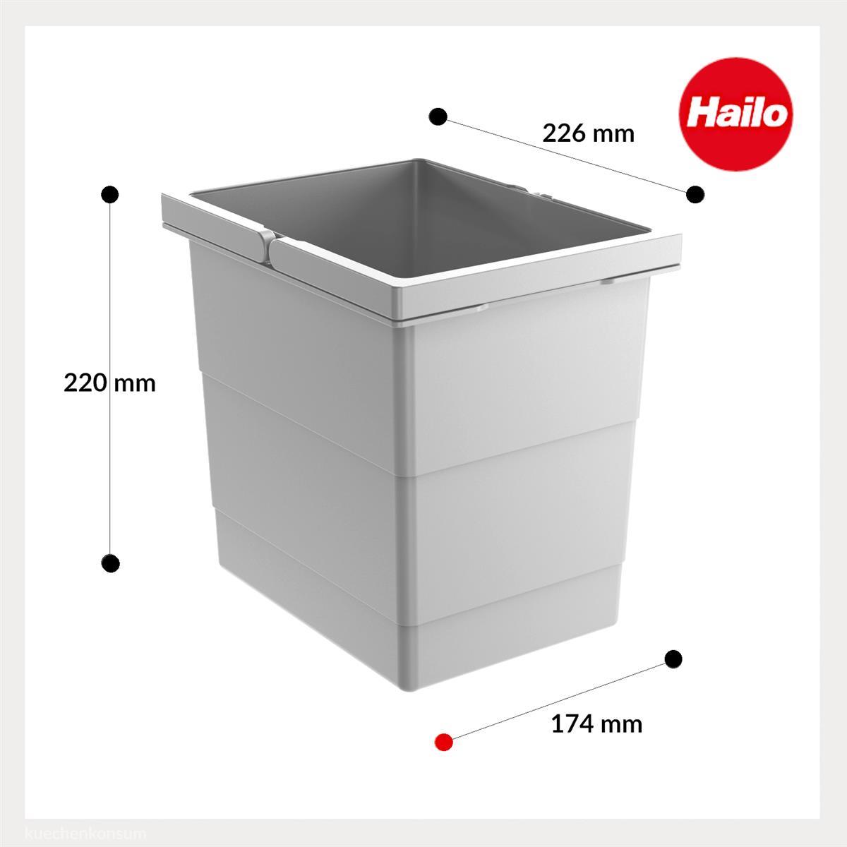 Hailo Inneneimer 1107289 mit Deckel 6,5 L 226x174x200 mm 2 Henkel