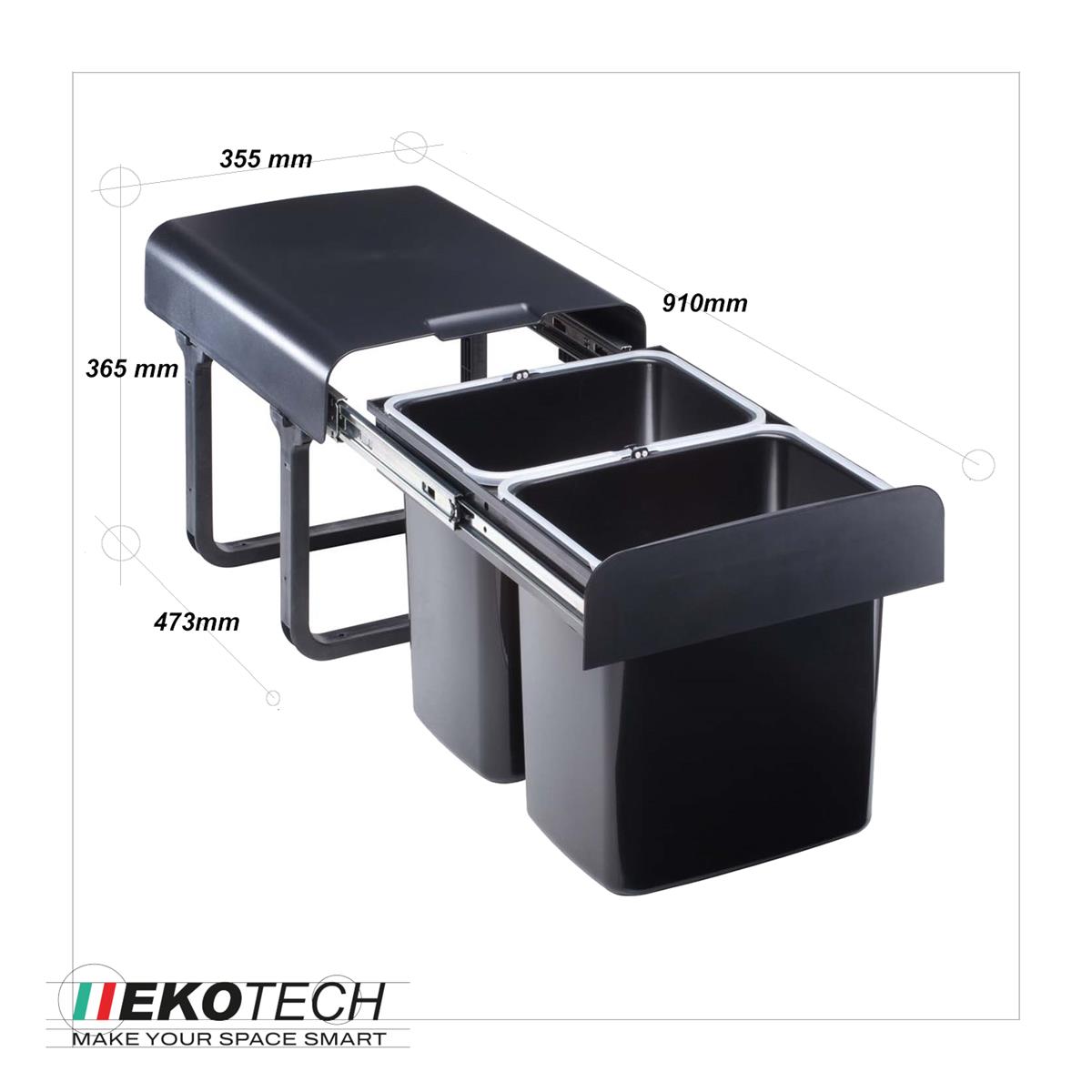 Ekotech Abfallsammler EKKO.20 schwarz 2x 16 Liter