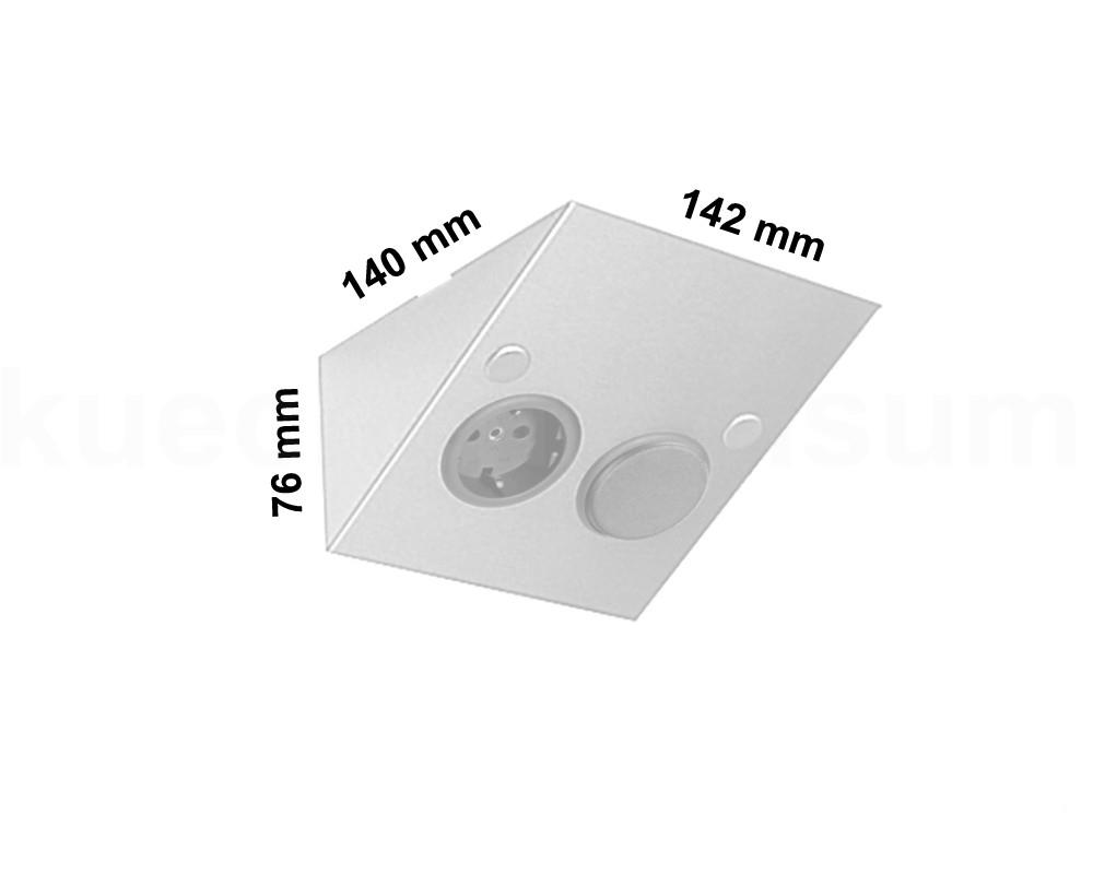 Thebo Keilsteckdose 228896STSSI Edelstahl STS 889 STSSI mit Schalter