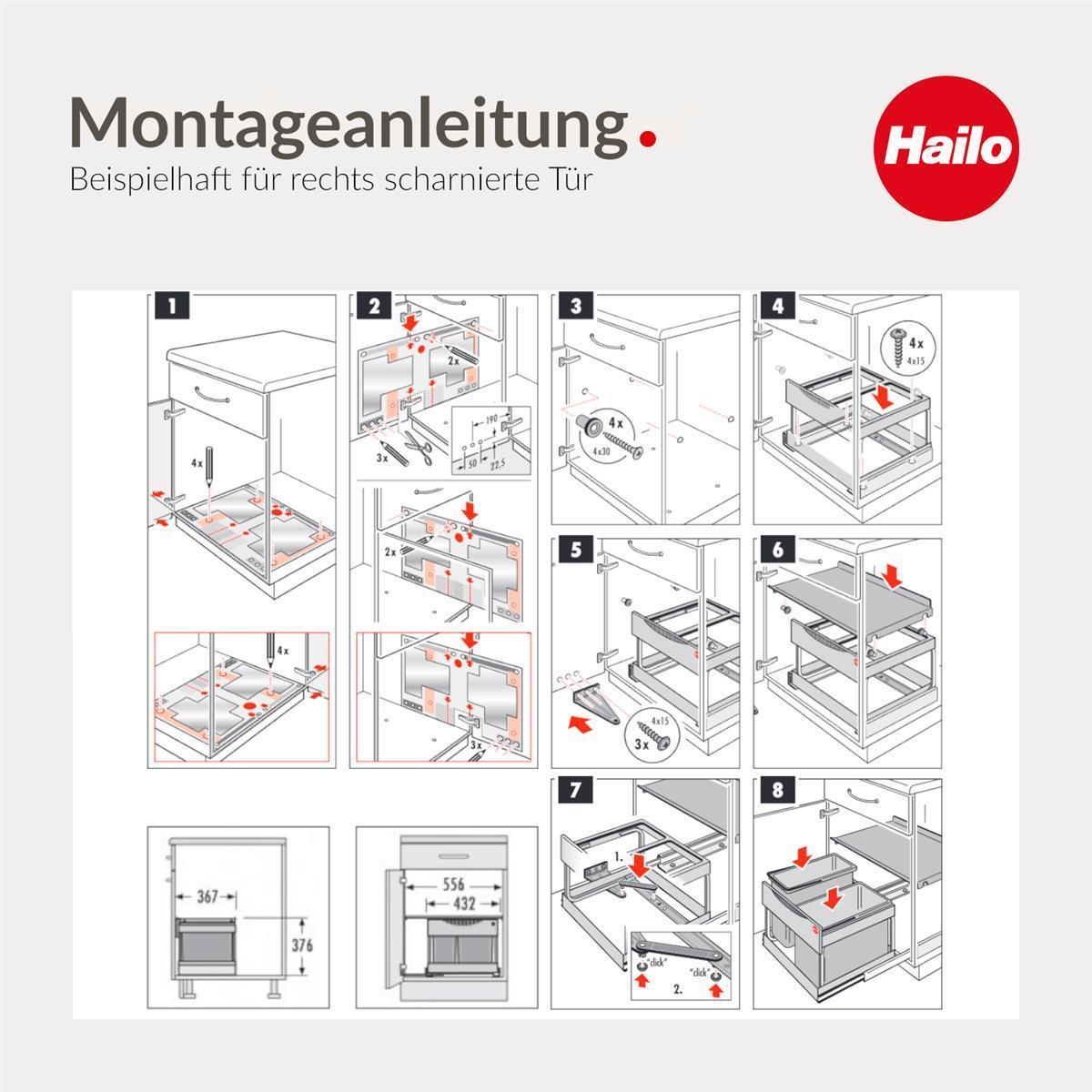 Hailo Abfallsammler 3644832 RaumsparTandem-S-plus 2x 8,5 +12 Liter Bio