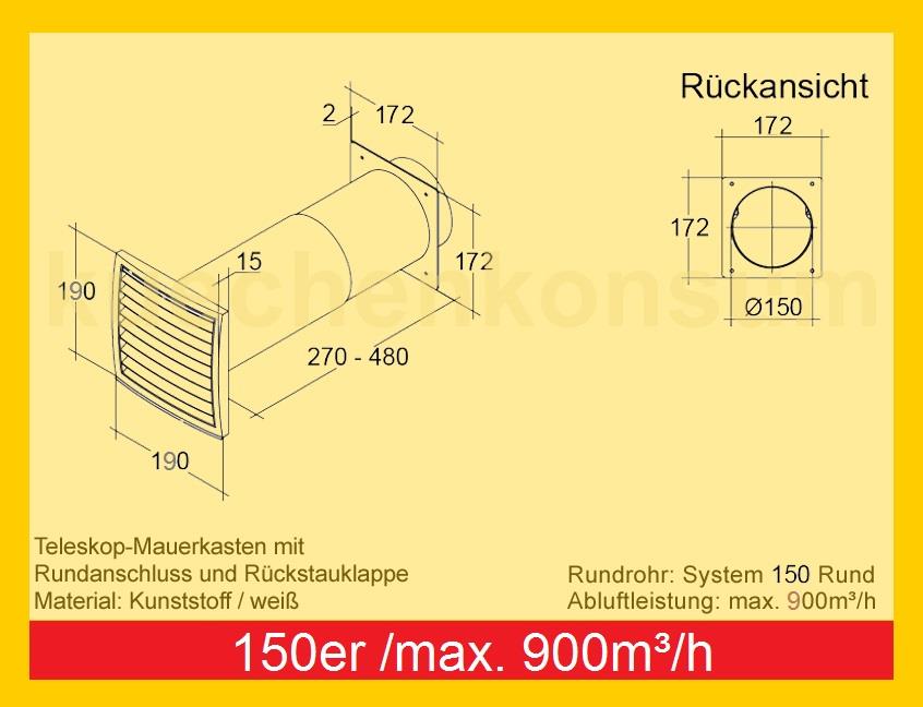 Airtec 150er Teleskop-Mauerkasten 653192 Kunststoff rund braun