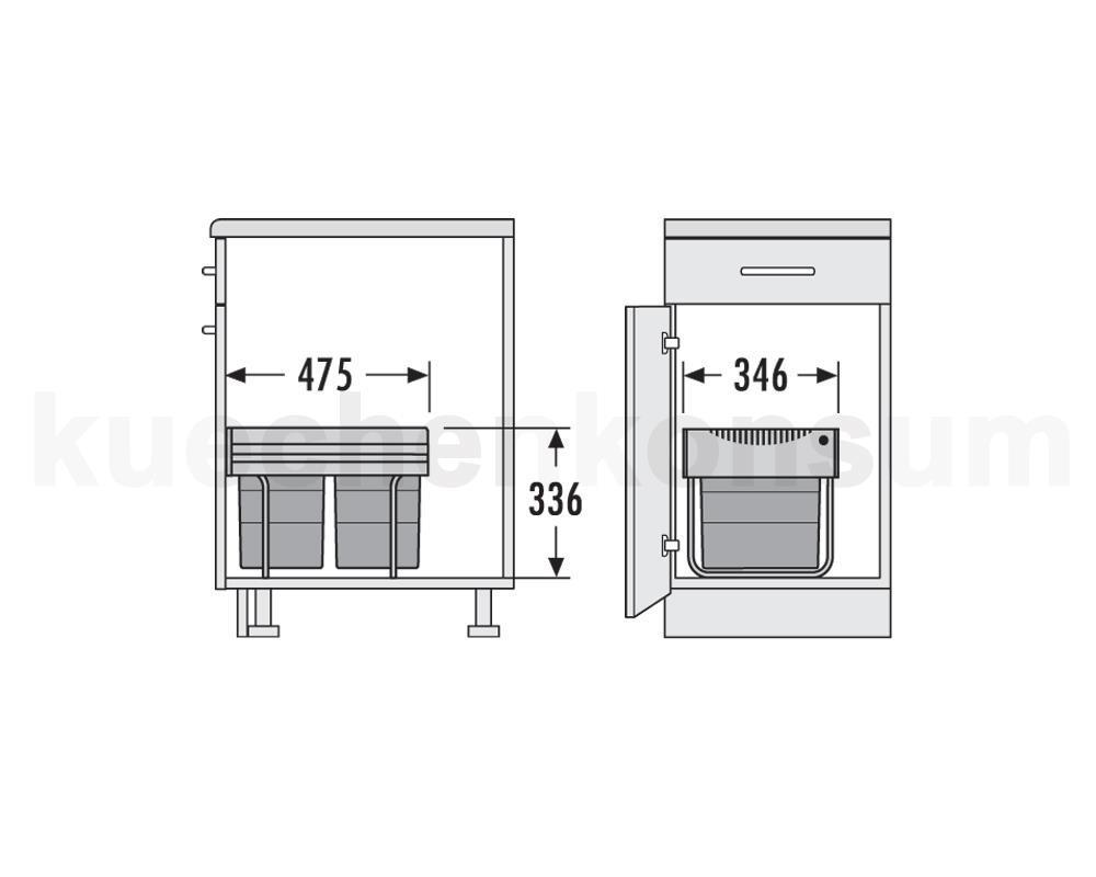 Hailo Abfallsammler 3641522 Raumspar-Tandem 2x 18 Liter dunkelgrau