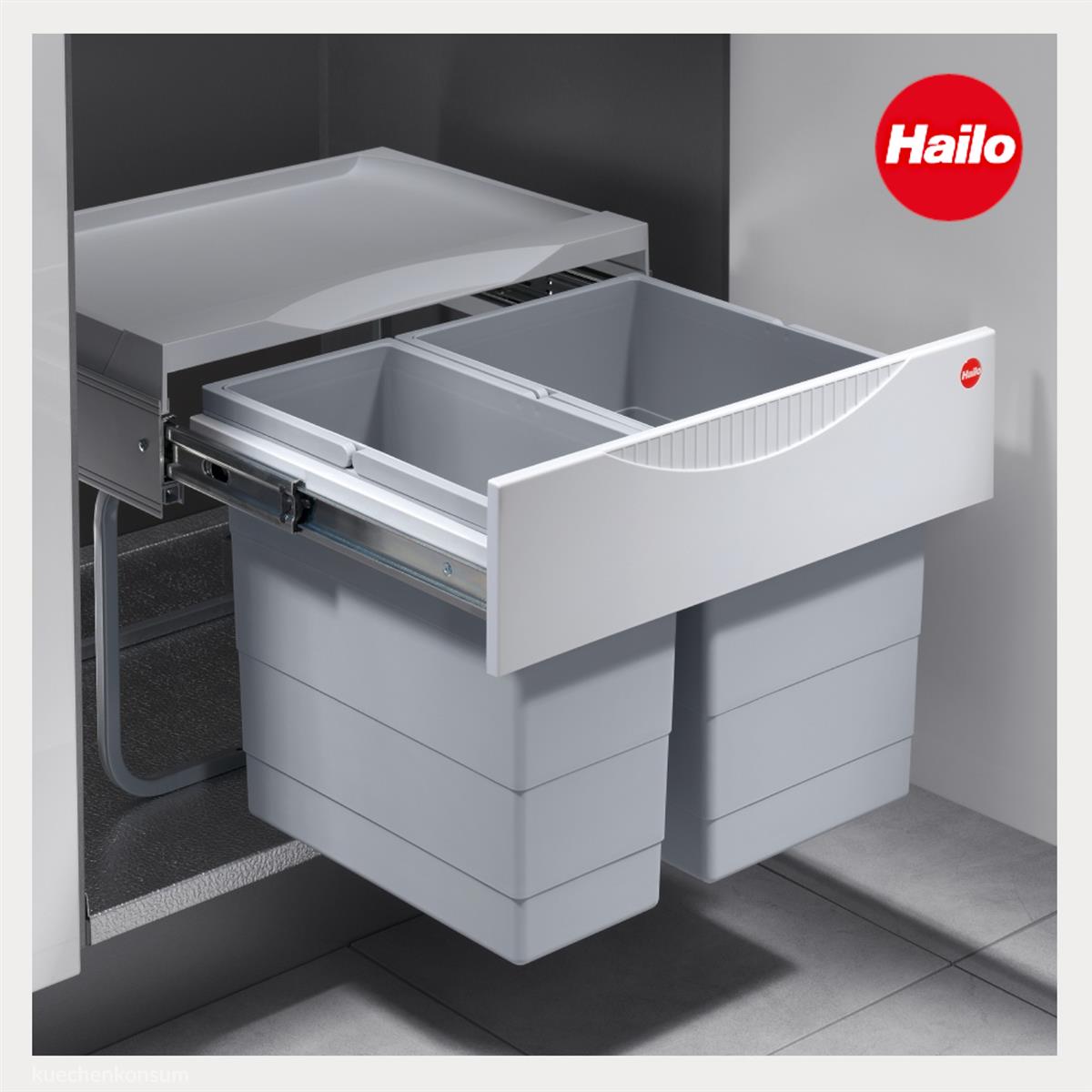 Hailo Abfallsammler 3644701 TR Swing Raumspar-Tandem-S 18 + 12 Liter