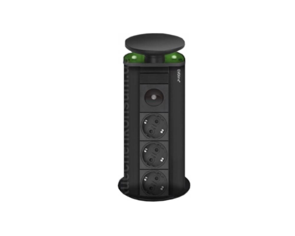 Schulte EVOline PowerPort 3fach LED grün Schwarz