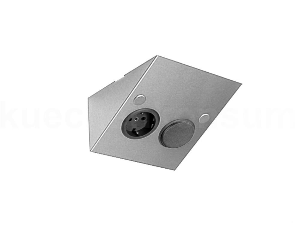 Thebo Keilsteckdose 228896STSSI Edelstahl STS 889 STSSI mit Schalter