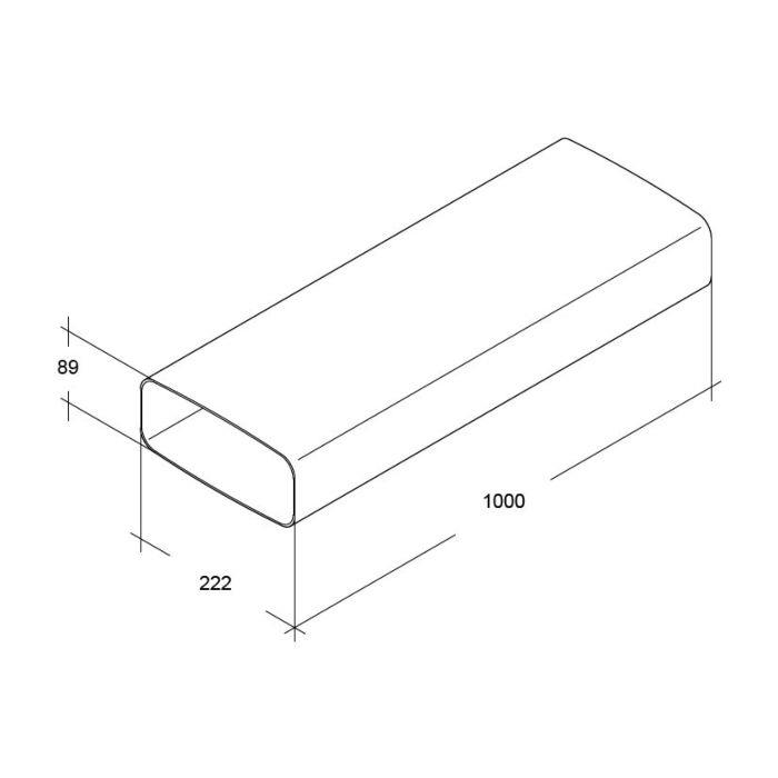 optimAIRo 150 Vierkantrohr N20004 1 m 222 x 89 mm Kunststoff weiß ohne Muffe