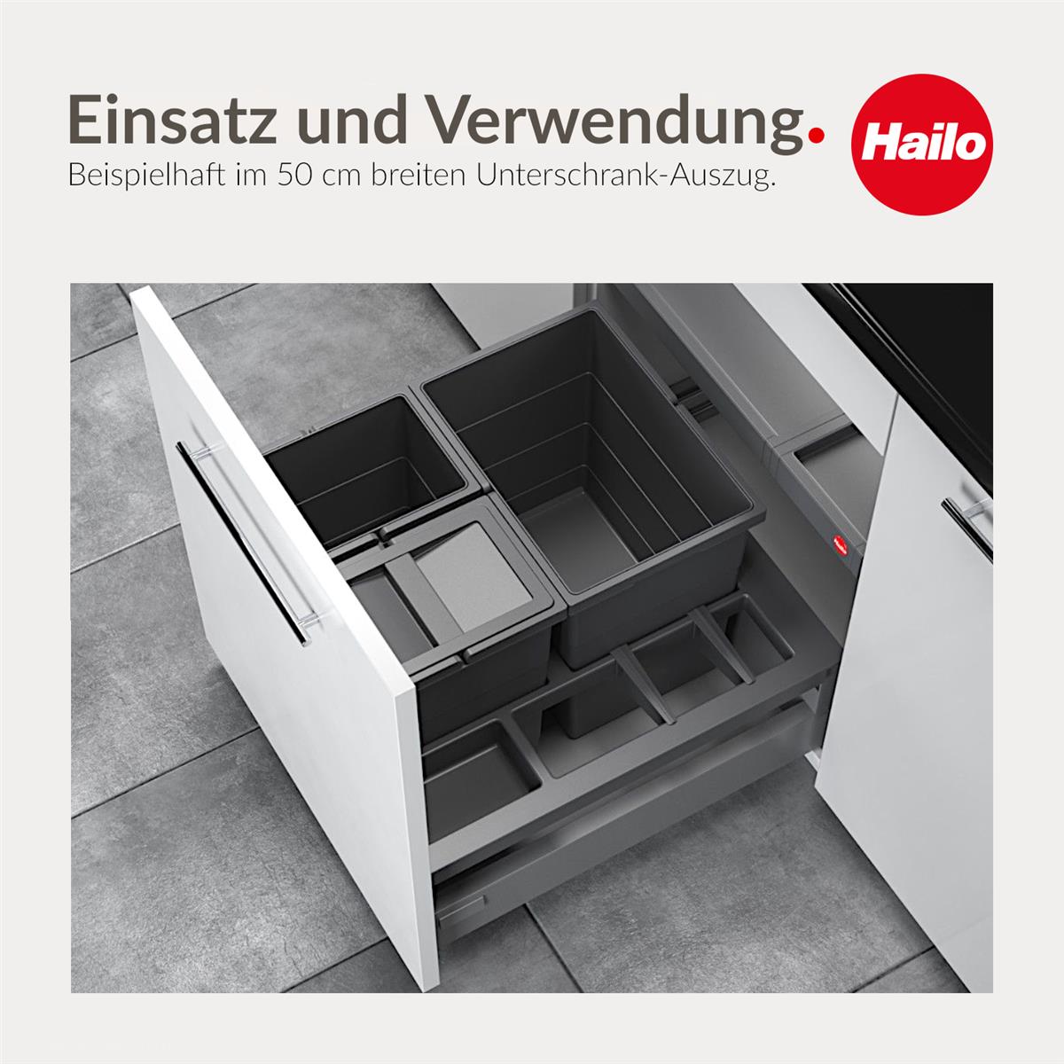 Hailo Abfallsammler 3620521 Separato-K 500 Einsatz 2x8+18 L Dunkelgrau