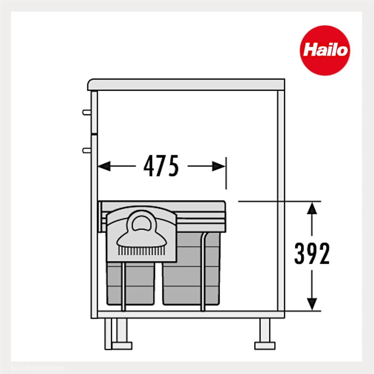 Hailo Abfallsammler 3642231 TR Swing Raumspar-Tandem-H 2x 10 + 20 Liter