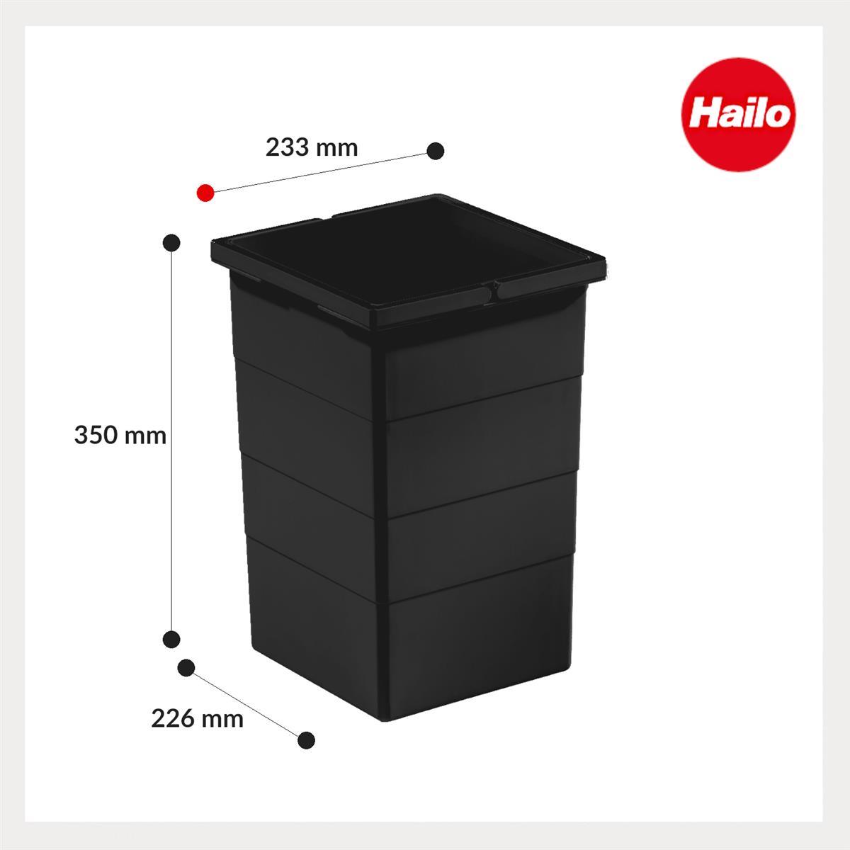 Hailo Inneneimer 1225979 tiefschwarz 15 L 226 x 233 x 350 mm