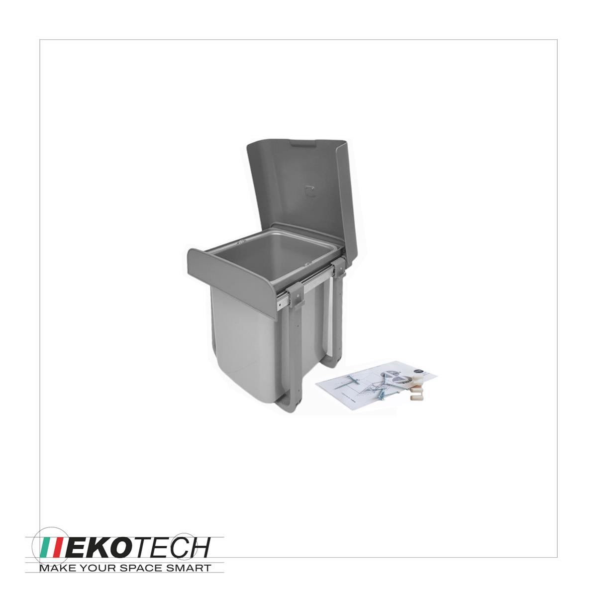Ekotech Abfallsammler AG16G Aladin grau 16 Liter ab 40cm Unterschrank