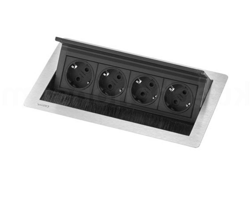 Schulte EVOline FlipTop Push M 00.027 Klappsteckdose 4 fach Edelstahl