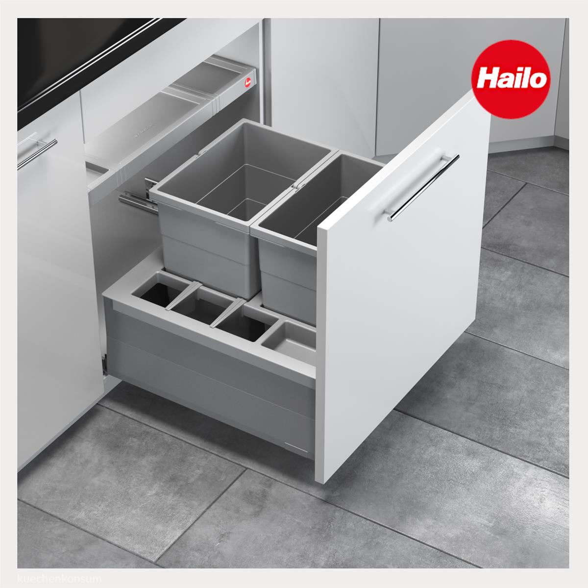 Hailo Abfallsammler 3620801 Separato-K 600 Einsatz 2x 20 Liter Hellgrau