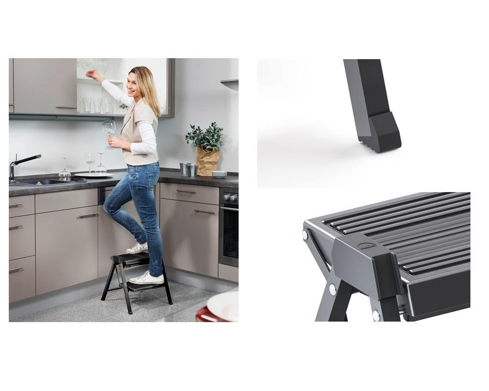 Hailo Klappleiter 4410101 Stepfix 2stufig Trittleiter mit Wandhaken