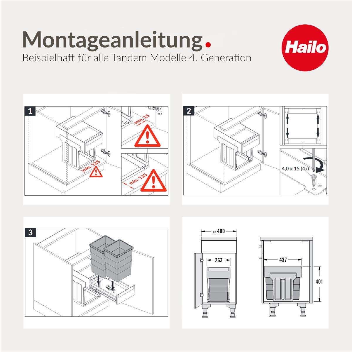 Hailo Abfallsammler 3666901 TA Swing Tandem 2x13 Liter