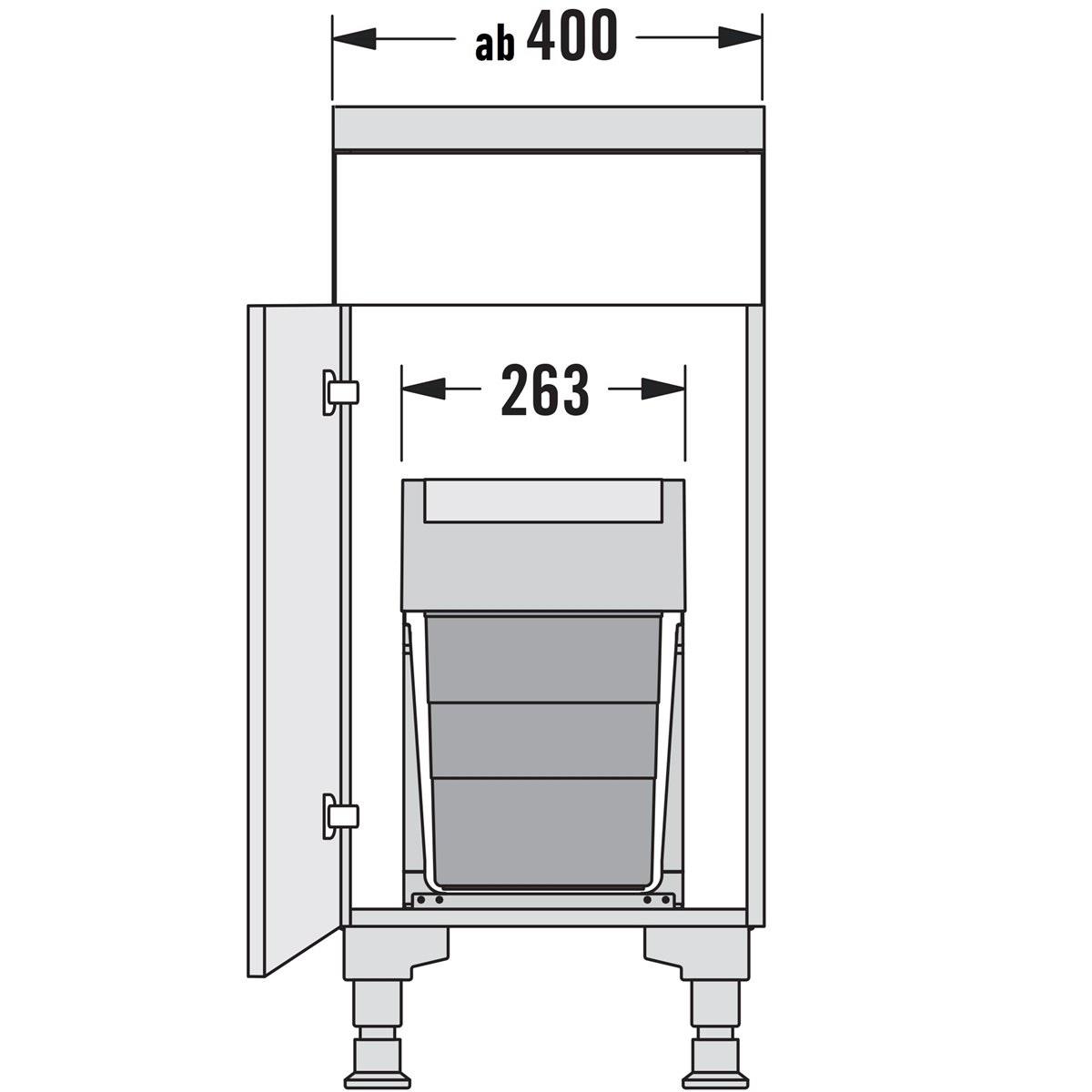 Hailo Tandem 3666921 Einbaumülleimer 3x8 L dunkelgrau Vollauszug