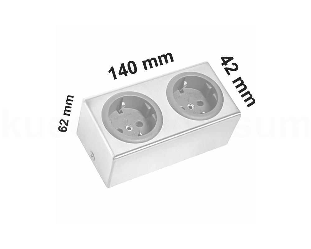 Thebo Würfelsteckdose 175076 Edelstahl 2fach ST 3070 Abia ST/2