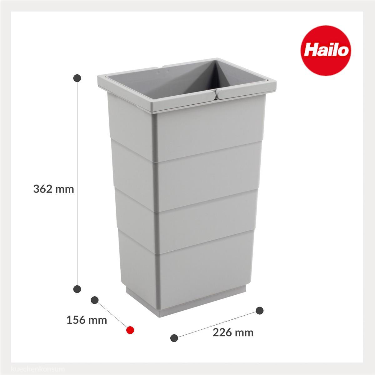 Hailo Inneneimer 1122229 hellgrau 10 L 156 x 226 x 362 mm hoher Boden mit Deckel