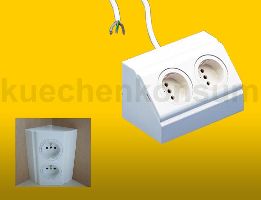 Elektra Ecksteckdose 52564401 EBE-W2 weiß 2-fach 140 x 85 x 85 mm