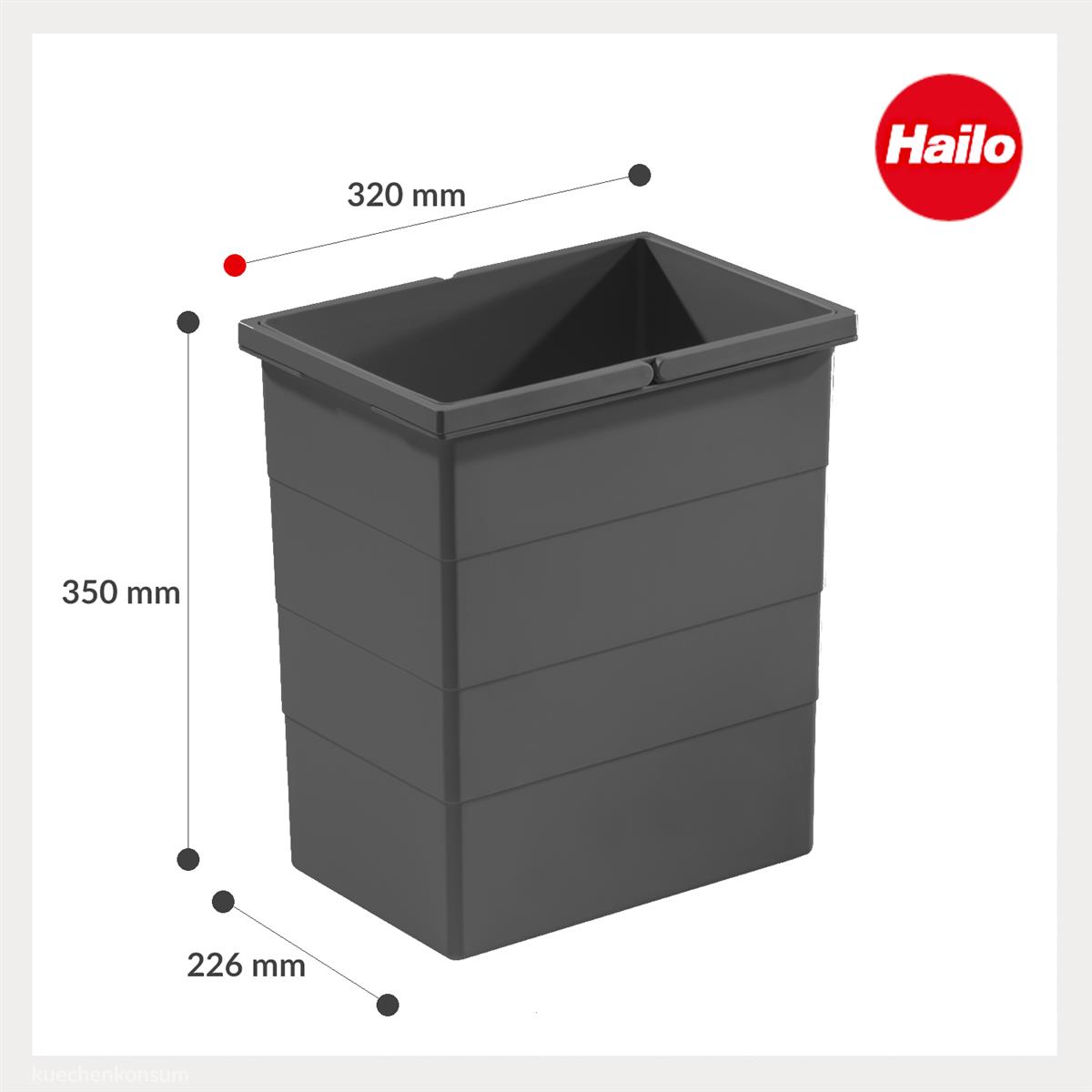 Hailo Inneneimer 1137669 dunkelgrau 20 L Mülleimer Abfallsammler