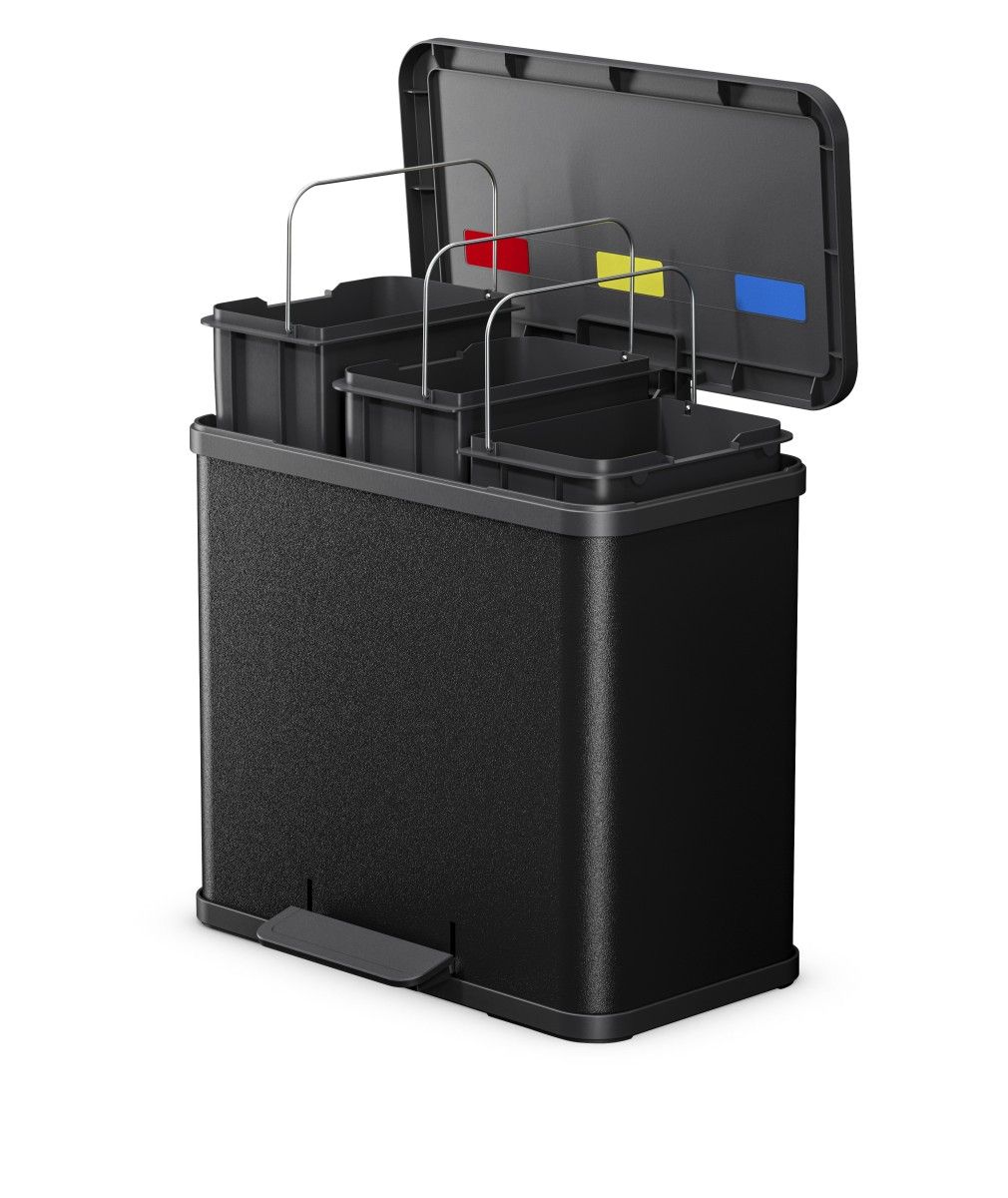 HAILO Standmülleimer 6332600 Öko trio Plus L 3 x 9 L Schwarz matt