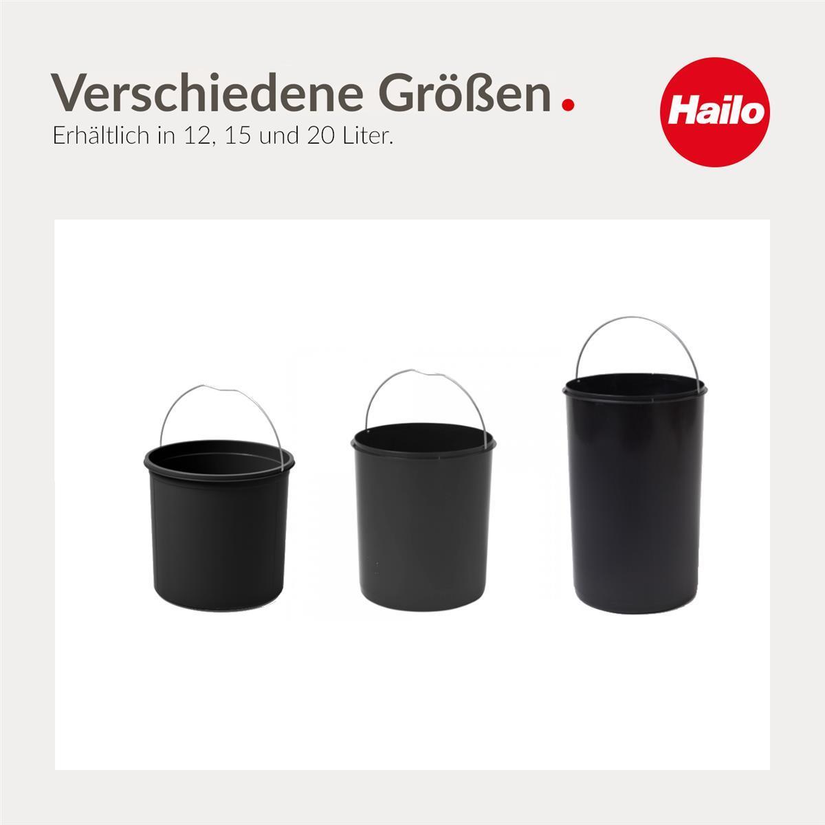Hailo Inneneimer 1225049 schwarz 20 Liter 418 x 271 mm rund mit Henkel
