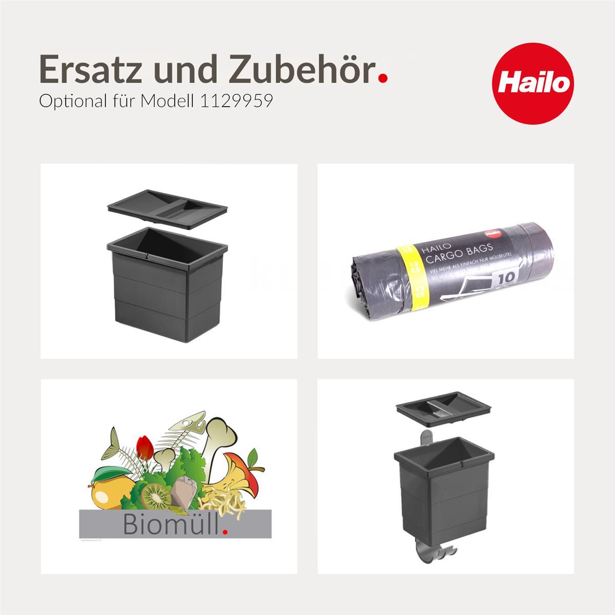 Hailo Inneneimer 1225869 2 Henkel 350 x 226 x 330 mm dunkelgrau 20 Liter