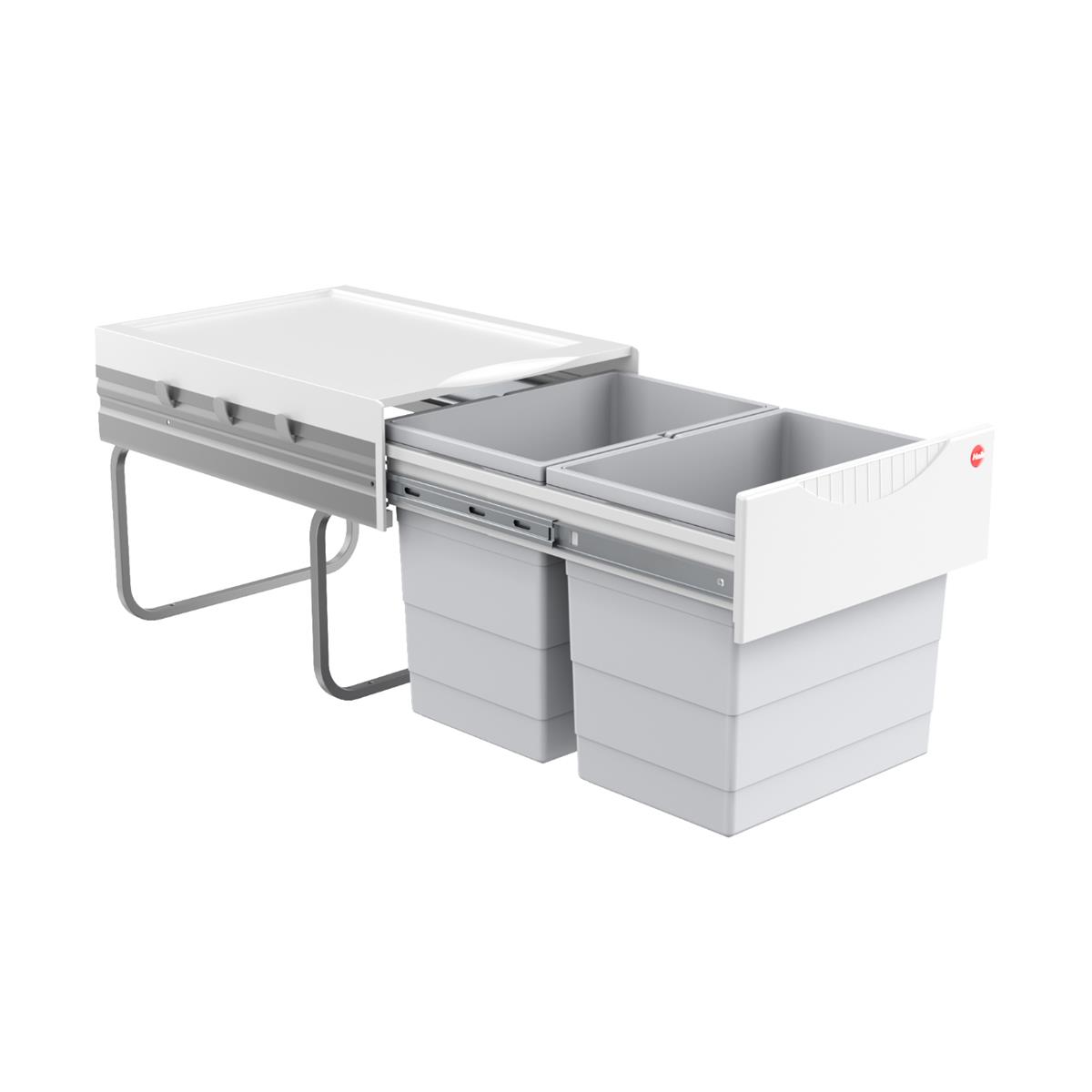Hailo Abfallsammler 3641121 Raumspar-Tandem 2x 18 Liter hellgrau