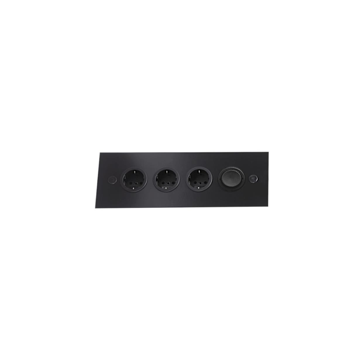 Thebo Ecksteckdose 17598/320 Schwarz 3fach und Schalter