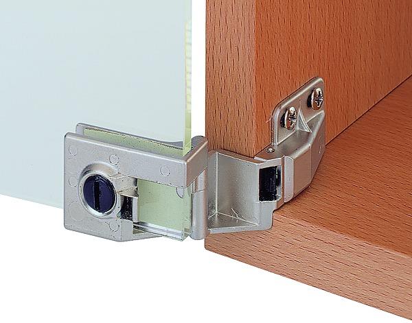 Hettich 1 Set Glastürscharnier ET 5160 aufliegend Zinkdruckguss vernickelt