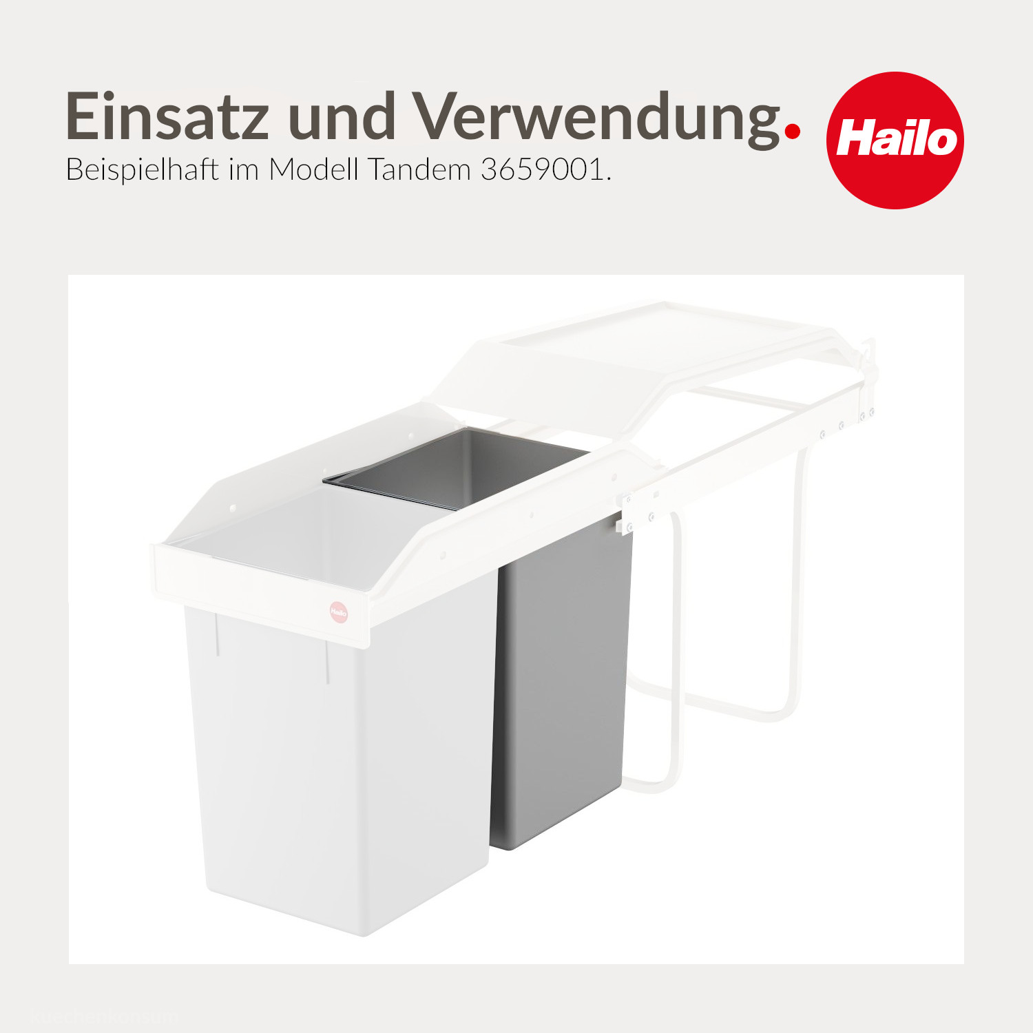 Hailo Inneneimer 1080979 hellgrau 15 L 230 x 220 x 350 mm mit Henkel